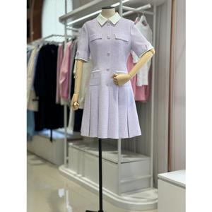 올리브데올리브 (OW4MO411) 배색포인트 트위드플리츠원피스 OLIVE  DES  OLIVE