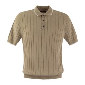 페세리코 퓨어 크레이프 플랫 리브 코튼 반팔티셔츠 R59314F14