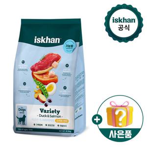 이즈칸 강아지사료 버라이어티 오리와연어 6.5kg+ 랜덤기프트 1개