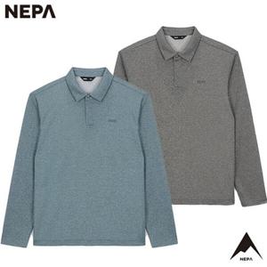 [네파][카라 폴로티셔츠](7K15240)_남성 봄 여름 캐주얼 멜란지 긴팔 카라 폴로 티셔츠