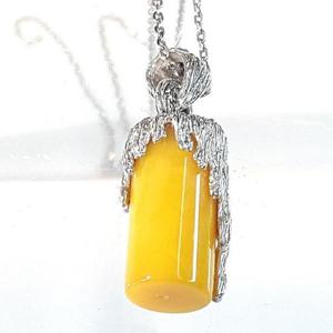 [블루케이] 밀화 호박 원석목걸이240319-21사각막대