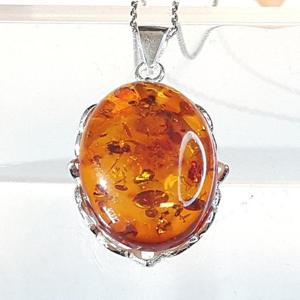 [블루케이] 호박 원석목걸이펜던트240319-22탄생석