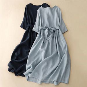 [바바라옷장]248790 - 8부소매 린넨면 롱원피스 빅사이즈원피스