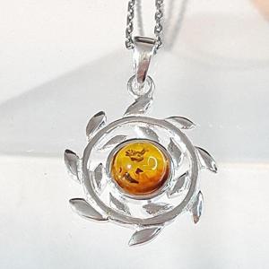 [블루케이] 호박 원석목걸이펜던트240320-08탄생석