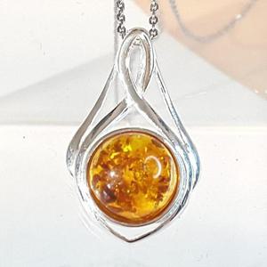 [블루케이] 호박 원석목걸이펜던트240320-03탄생석
