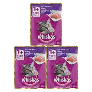 고양이주식 고양이 파우치 고등어 80g 3P 위스카스 반려묘 사료