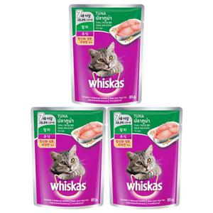 고양이주식 고양이 파우치 참치 80g 3P 위스카스 시니어 사료