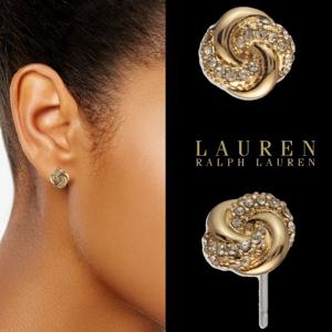 폴로 랄프로렌 11478687 여자 골드 톤 파베 매듭 스터드 귀걸이
