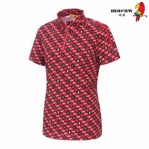 [마코] (여성)다이아 패턴 집업 반팔 티셔츠_MLW2TH08