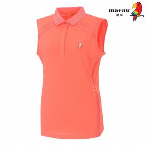 [마코] (여성)레이스 배색 민소매 카라 티셔츠_MLW2TN02