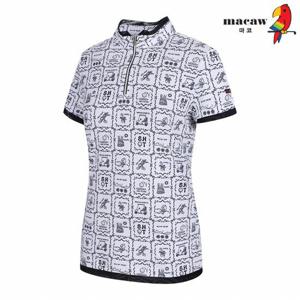 [마코] (여성)멀티 패턴 집업 반팔 티셔츠_MLW2TH11