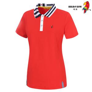 [마코] (여성)패턴 카라 반팔 티셔츠_MLW2TS76