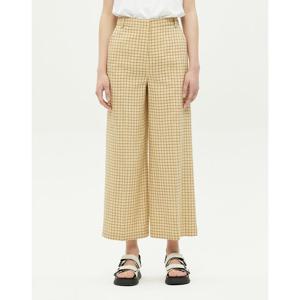 라움 여성  ALYSI 베이지 체크 실크혼방 팬츠 CWPA2E303I1