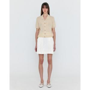 라움 여성  EENK 베이지 단색 리넨혼방 반팔블라우스 CWBL3E771I2