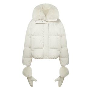 라움 여성  시즌오프YVES SALOMON 크림 퍼배색 다운 패딩점퍼 CWJU3F114CR