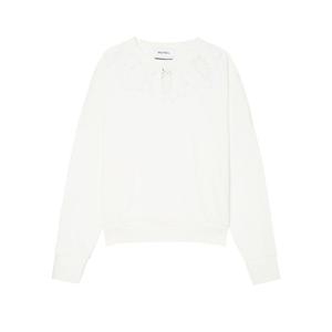 라움 여성  MUVEIL 화이트 레이스배색 면 긴팔티셔츠 CWTS3E103OW