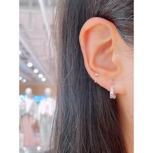 (화이트골드) 미니골드 14K 로크라 링 귀걸이 EONM4140W