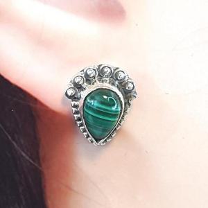 [블루케이] 말라카이트 공작석 원석귀걸이240402-19