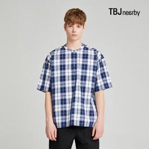 [TBJ]남성 5부 코튼 루즈핏 헨리넥 체크 셔츠 (T202SH340P)