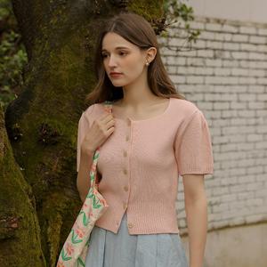 [저스트원] 메리니 스퀘어넥 퍼프가디건