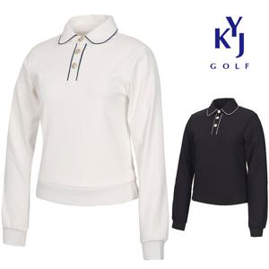 봄가을 골드버튼 라인 사방스판 여성 골프 카라 티셔츠 DOSLTS29