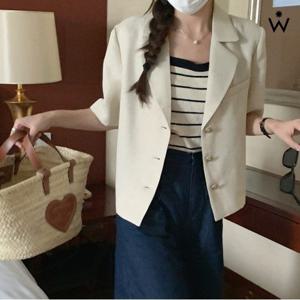 [위시드]버튼 테일러드 반팔 자켓 (WIAAJK061)