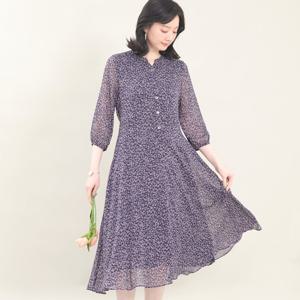 애비뉴투지 엄마옷 쉬폰 플라워 허리끈 여름 칠부 원피스 K05410