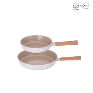 리빙아트 우드핸들 세라믹코팅 인덕션 후라이팬세트 2종B 후20+후30