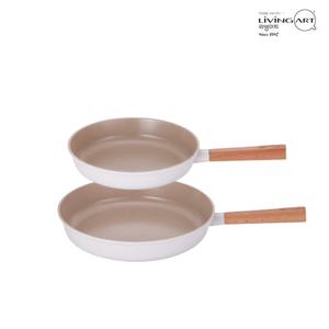 리빙아트 우드핸들 세라믹코팅 인덕션 후라이팬세트 2종D 후24+후30