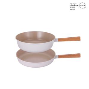 리빙아트 우드핸들 세라믹코팅 인덕션 후라이팬세트 2종F 후28+웍28