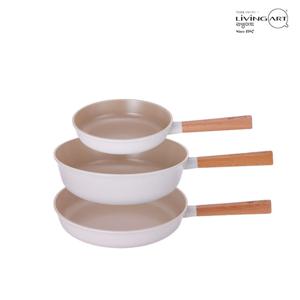 리빙아트 우드핸들 세라믹코팅 인덕션 후라이팬세트 3종B 후20+28+웍28