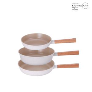 리빙아트 우드핸들 세라믹코팅 인덕션 후라이팬세트 3종A 후20+24+웍24