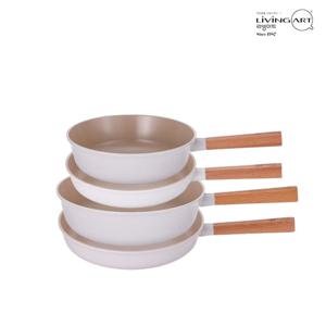 리빙아트 우드핸들 세라믹코팅 인덕션 후라이팬세트 4종C 후24+28+웍24+28