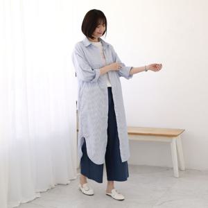 [웬디즈갤러리]핑크스 스트라이프 롱 셔츠 JSH106