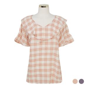 [클라비스]시원한 체크 프릴 블라우스(CVBWA3713M)