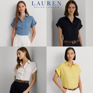 폴로 랄프로렌 17708120 여자 릴렉스 핏 리넨 반팔 셔츠 탑