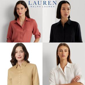 폴로 랄프로렌 18176042 여자 Petite 롤탭 경량 린넨 셔츠