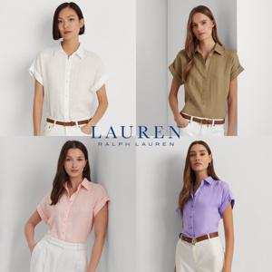폴로 랄프로렌 6163103 여자 돌만 슬리브 반팔 리넨 셔츠