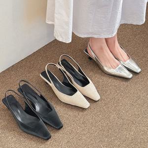 RJ-p31113 캐주얼한 여성 실버 슬링백 펌프스