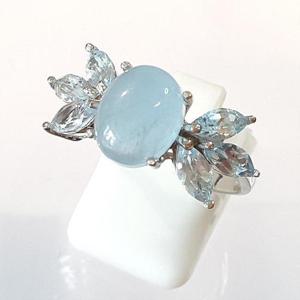 [블루케이] 아쿠아마린 토파즈원석 반지240412-23작품