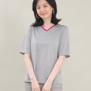 애비뉴투지 엄마옷 잔 스트라이프 브이 여름 반팔 티셔츠 A05427