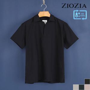 [지오지아] 루즈핏 반오픈 카라 반팔셔츠 (AAC2WC1202)