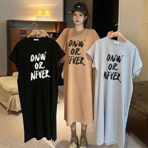 면원피스 밑단 트임 여성 캐주얼 롱 여름 반팔 원피스 등하원룩