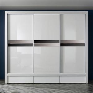 (착불)우아미가구 브리델 UV하이그로시 슬라이딩 장롱 3통 서랍