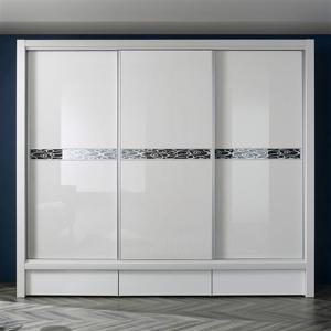 (착불)우아미가구 브리델 UV하이그로시 슬라이딩 장롱 3통 서랍