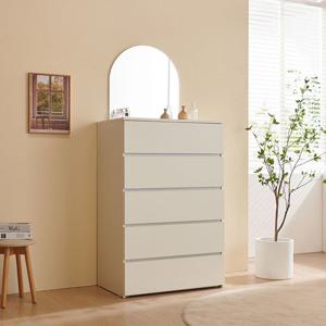 마리메종 밀키 800 5단서랍장+아치형거울 화장대_착불