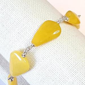 [블루케이] 옐로우 밀화호박 원석 팔찌240501-18작품