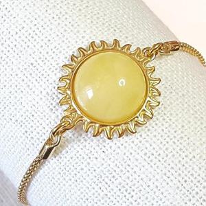 [블루케이] 밀화호박 원석 팔찌240502-03태양작품