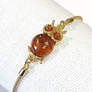 [블루케이] 부엉이하이퀄 호박 원석 팔찌240502-09