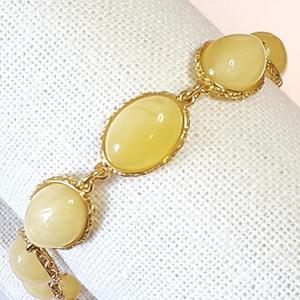 [블루케이] 옐로우 밀화호박 원석 팔찌240501-19작품